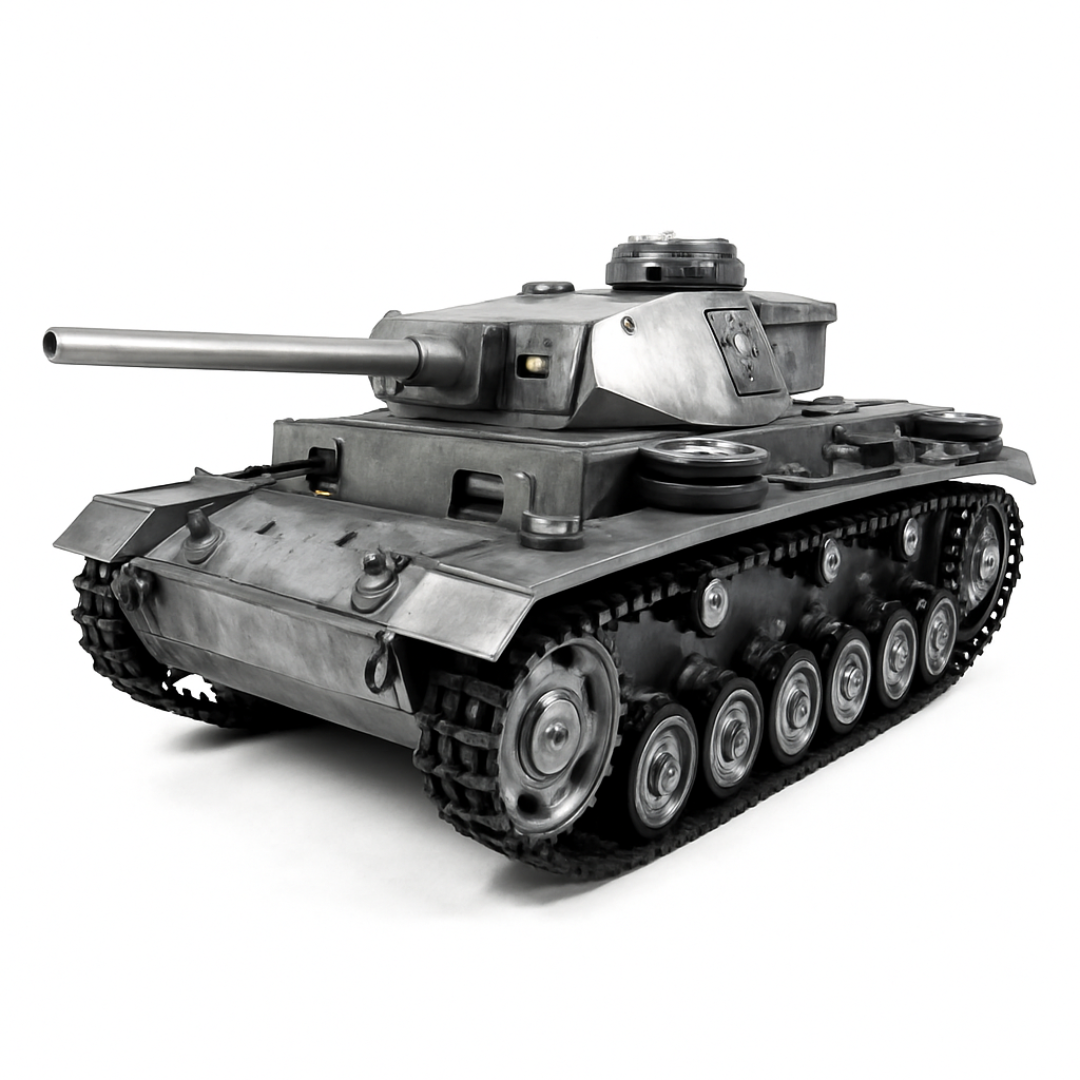 Mato Panzer III German Grey Metal 1/16 Scale Infrared Tank with Metal Tracks RTR