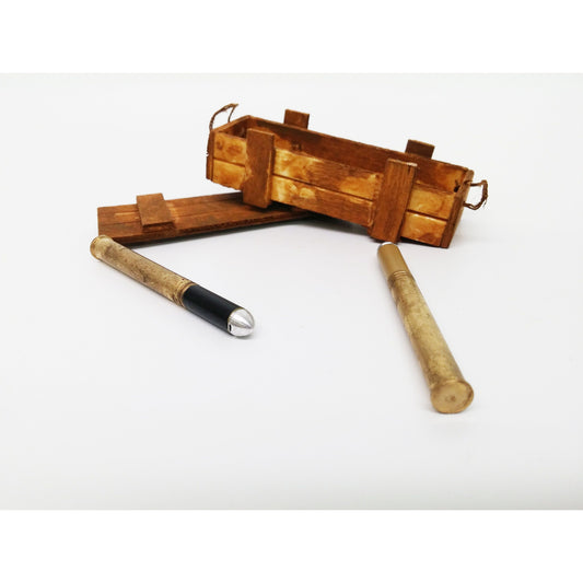 Wooden Ammo Crate w/ x2 Brass Shells